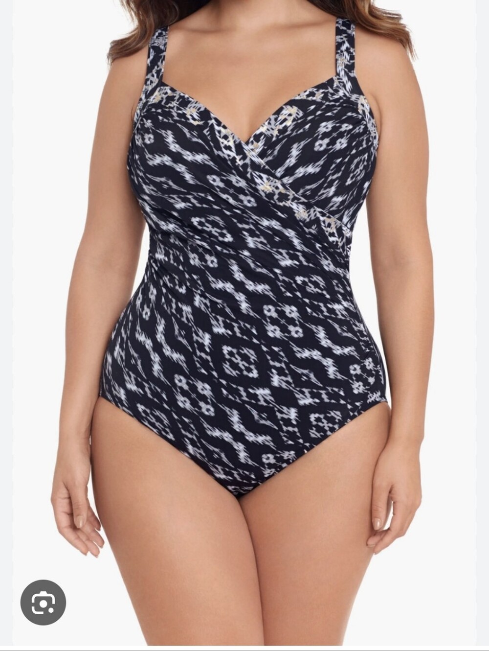 Miraclesuit L104925 Womens Black Labyrinth Sanibel One-Piece Swimsuit 